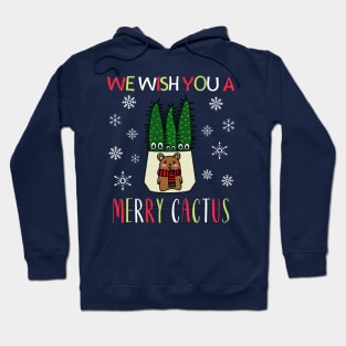 We Wish You A Merry Cactus - Eves Pin Cacti In Christmas Bear Pot Hoodie